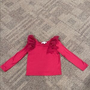 Kids Maroon Ruffle Long Sleeve Top